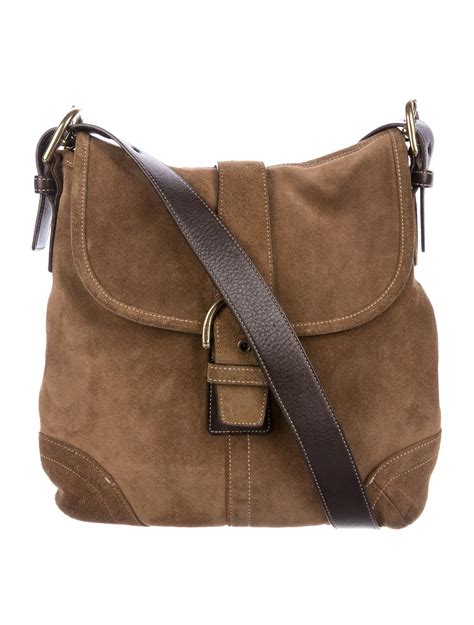 brown suede cross body bag.